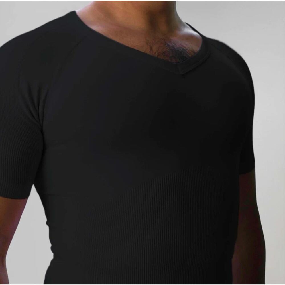 CoreWear Coremax Mens Compression V Neck Slimming Undershirt Shirt Black XL NEW - Picture 10 of 12